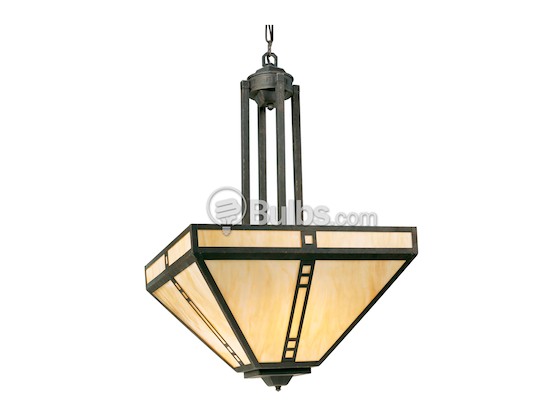 Progress Lighting P3620-46 Four-Light Foyer Fixture, Arts & Crafts Collection, Weathered Bronze Finish