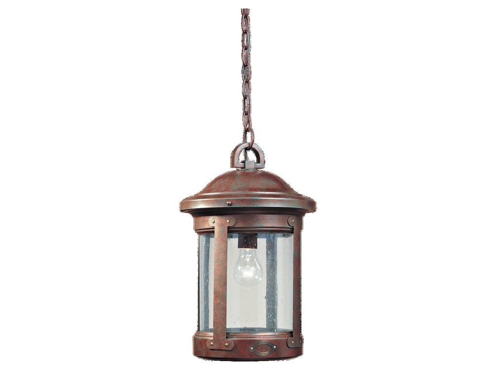 Sea Gull Lighting 6041-44 One-Light Outdoor Hanging Lantern Fixture, HSS CO-OP Collection, Weathered Copper Over Solid Brass