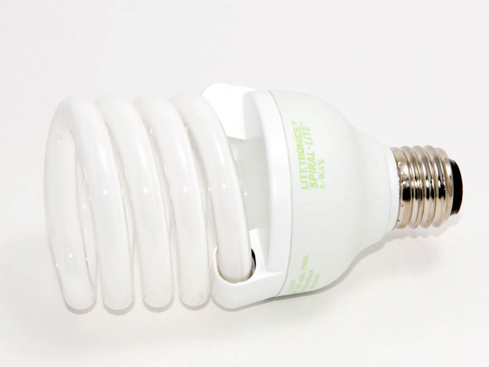 Litetronics L-33627 12/22/33 Watt 3-Way CFL Spiral 12, 22, 33W 3Way CFL Bulb, Spiral E26 Base