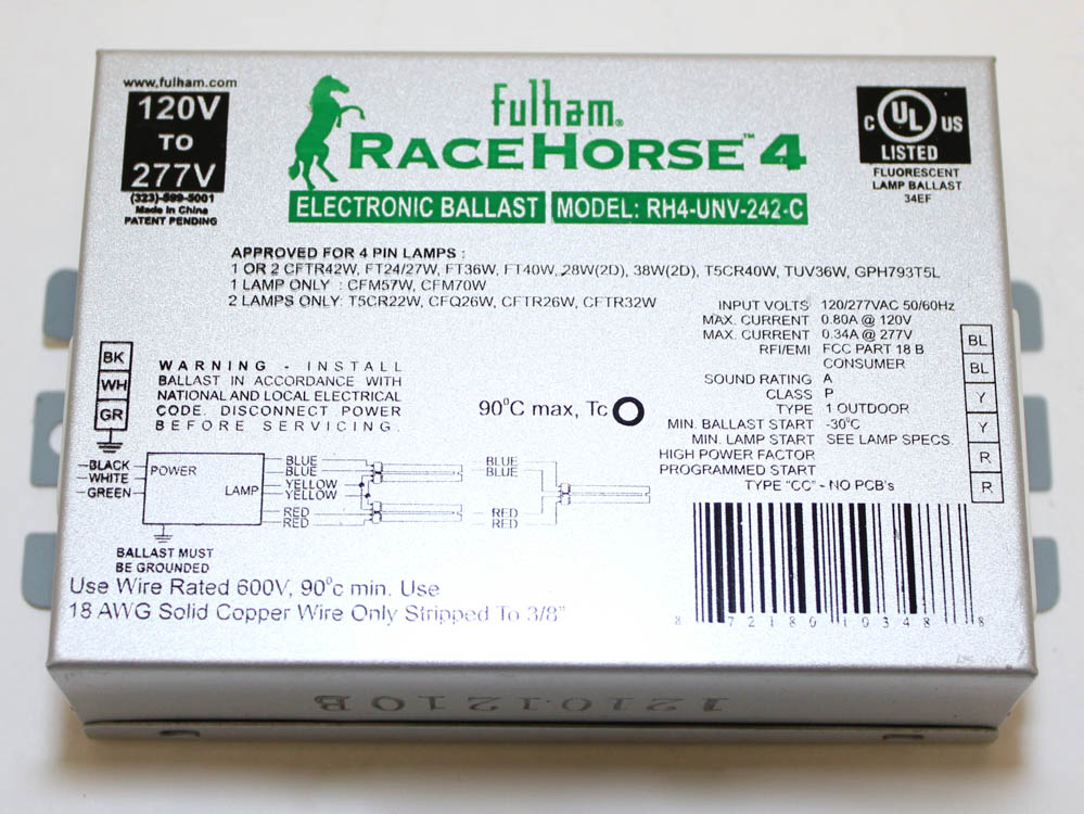 Fulham RHA-UNV-242-K RaceHorse 4 Electronic CFL Ballast Contractor Kit, 120/277 Volt