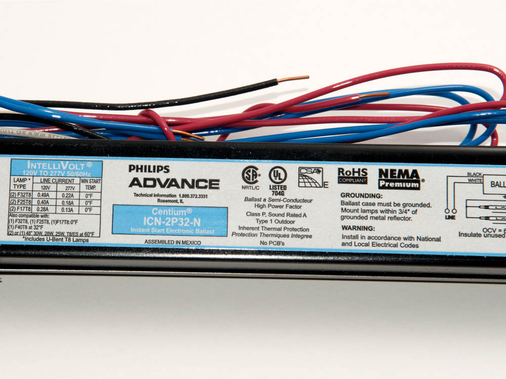 Advance Transformer ICN2P32N ICN2P32NI (120-277V) Philips Advance Electronic Ballast 120V to 277V for (2) F32T8