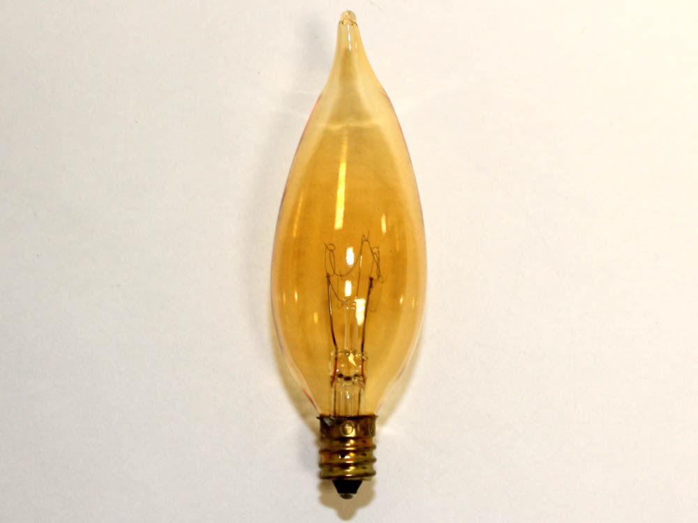 Bulbrite 412015 15CFA/32/3 15W 130V Amber Antique Bent Tip Decorative Bulb, E12 Base