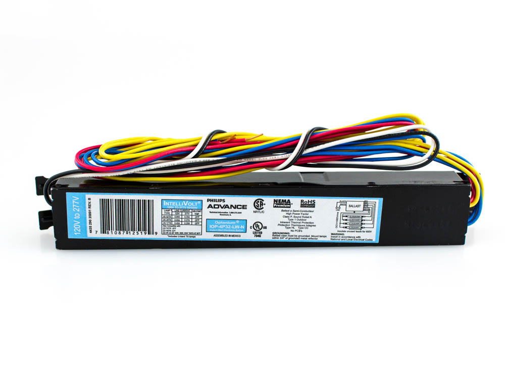 Advance Transformer IOP4P32LWN35I Philips Advance Electronic Ballast 120V to 277V for (4) F32T8