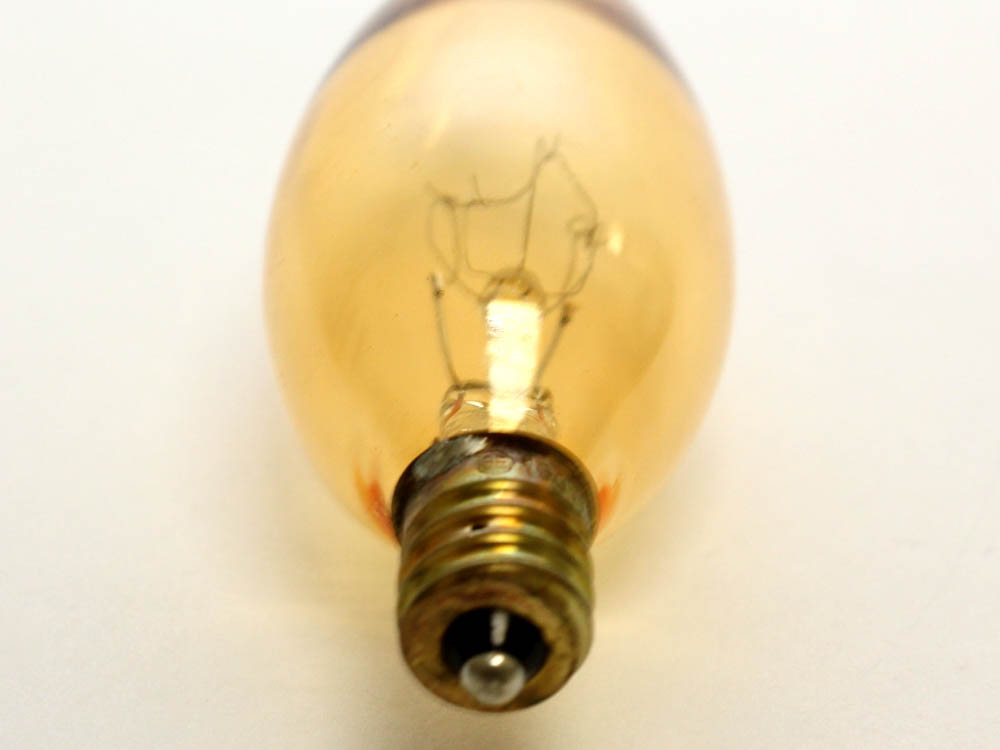 Bulbrite 412015 15CFA/32/3 15W 130V Amber Antique Bent Tip Decorative Bulb, E12 Base
