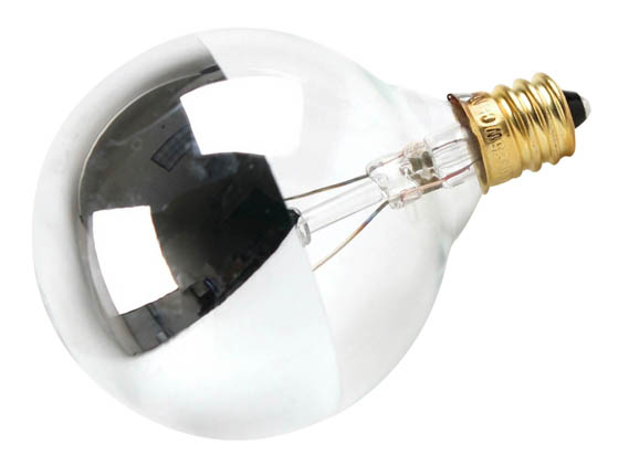 Bulbrite B712312 25G16HM (Half-Mirror) 25W 120V G16 Half Mirror Globe Bulb, E12 Base