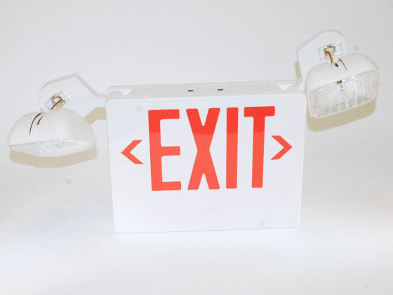 TCP TEC20784 TCP 20784 120 to 277V Red LED Exit Sign with Incandescent Emergency Lights