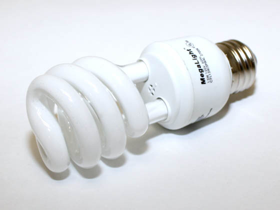 Megalight, Inc. S28013-2700 13W/2700K Spiral 60W Incandescent Equivalent, ENERGY STAR Qualified.  13 Watt, 120 Volt Warm White CFL Bulb