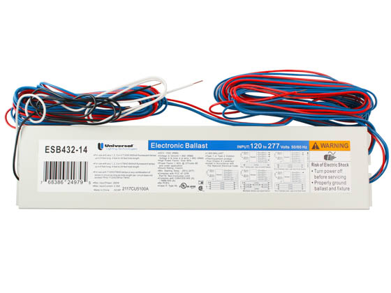 Universal ESB432-14 Electronic Sign Ballast 120V to 277V for (1 to 4) T12, HO or T8, HO