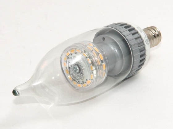 TCP LDCF3WH30K 15W Incandescent Equivalent, 25000 Hour, 3 Watt, 120 Volt Soft White DIMMABLE Flame Tip LED Decorative Bulb.