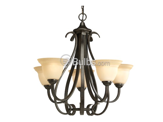 Progress Lighting P4416-77 Five-Light Chandelier Fixture, Torino Collection, Forged Bronze