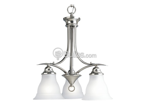 Progress Lighting P4324-09 Three-Light Chandelier Fixture, Trinity Collection, Brushed Nickel