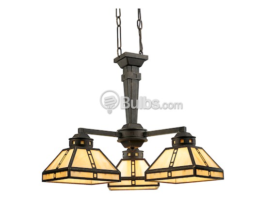 Progress Lighting P4101-46 Three-Light Chandelier Fixture, Arts & Crafts Collection, Weathered Bronze