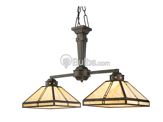 Progress Lighting P4100-46 Two-Light Linear Chandelier Fixture, Arts & Crafts Collection, Weathered Bronze