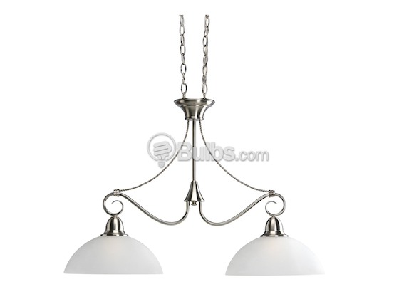 Progress Lighting P4513-09 Two-Light Linear Chandelier Fixture, Pavilion Collection, Brushed Nickel