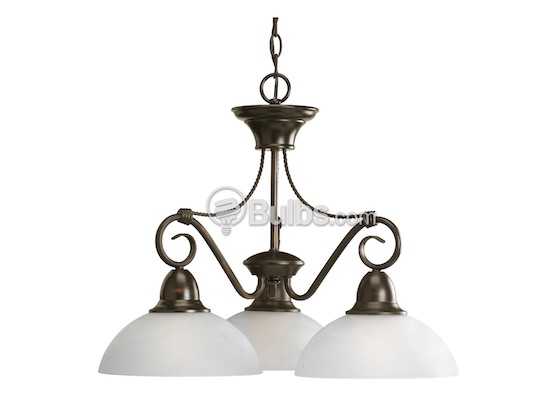 Progress Lighting P4579-20 Three-Light Chandelier Fixture, Pavilion Collection, Antique Bronze