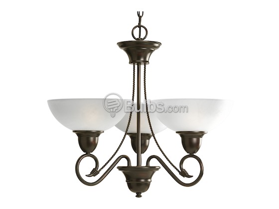 Progress Lighting P4580-20 Three-Light Chandelier Fixture, Pavilion Collection, Antique Bronze