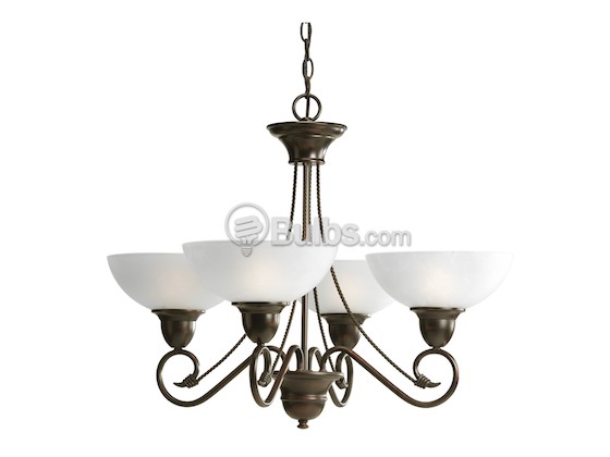 Progress Lighting P4592-20 Four-Light Chandelier Fixture, Pavilion Collection, Antique Bronze