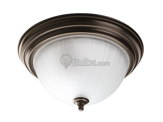Progress Lighting P3817-20 Close-to-Ceiling, Two-Light Fixture, Melon Etched Glass, Antique Bronze