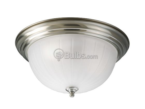 Progress Lighting P3818-09 Close-to-Ceiling, Three-Light Fixture, Melon Etched Glass, Brushed Nickel