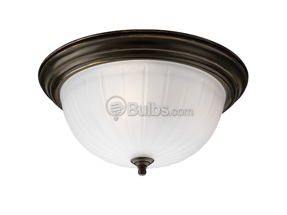 Progress Lighting P3818-20 Close-to-Ceiling, Three-Light Fixture, Melon Etched Glass, Antique Bronze