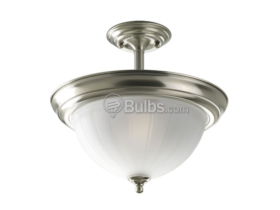 Progress Lighting P3876-09 Close-to-Ceiling, Two-Light Semi-Flush Fixture, Melon Etched Glass, Brushed Nickel