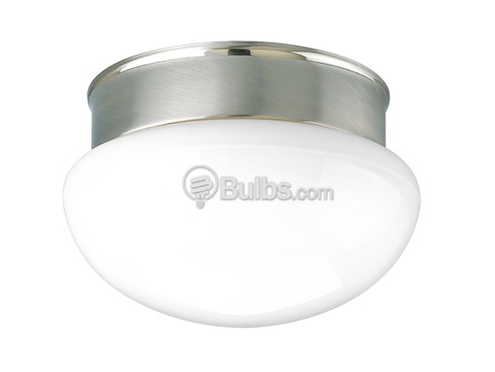 Progress Lighting P3408-09 Close-to-Ceiling, 6" Fitter, One-Light Fixture, White Glass, Brushed Nickel