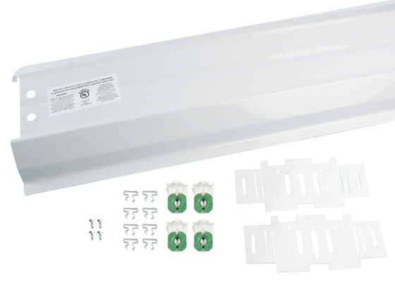 LeanLight KSL-UB04-WA 2-Lamp Low Profile T8 4 Ft. Reflector Strip Retrofit Kit, Shunted Sockets