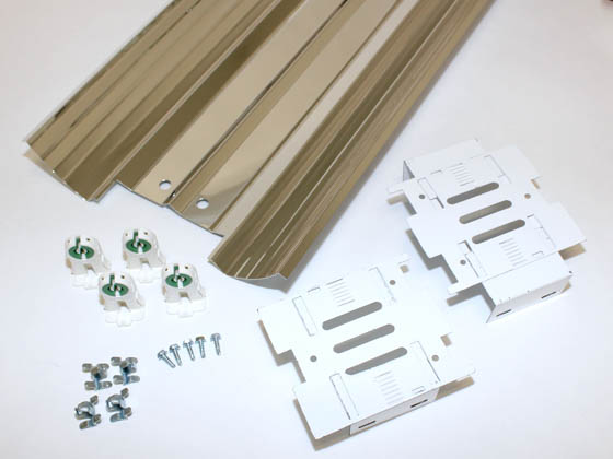 US Energy Sciences KSS-UB04-EA 2-Lamp Slim Profile T8 4 Ft. Reflector Strip Retrofit Kit, Enhanced Aluminum