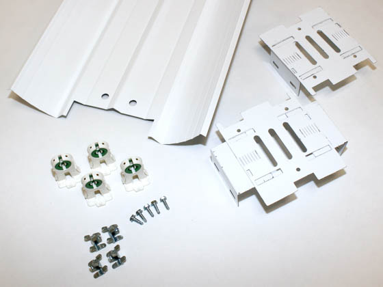 LeanLight KSS-UB04-WA 2-Lamp Slim Profile T8 4 Ft. Reflector Strip Retrofit Kit, Shunted Sockets