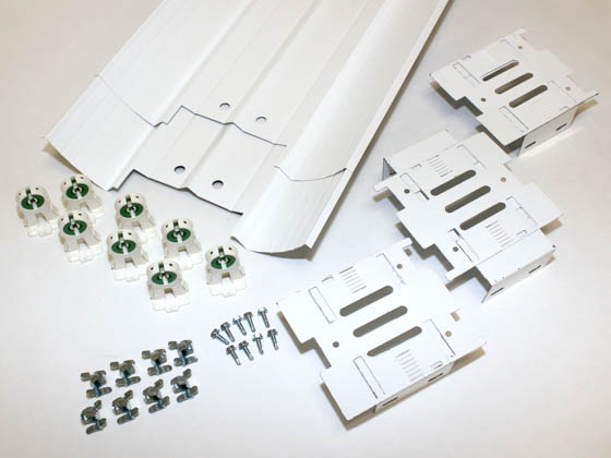 LeanLight KSS-UB08-WA 4-Lamp Slim Profile T8 8 Ft. Tandem Reflector Strip Retrofit Kit, Shunted Sockets