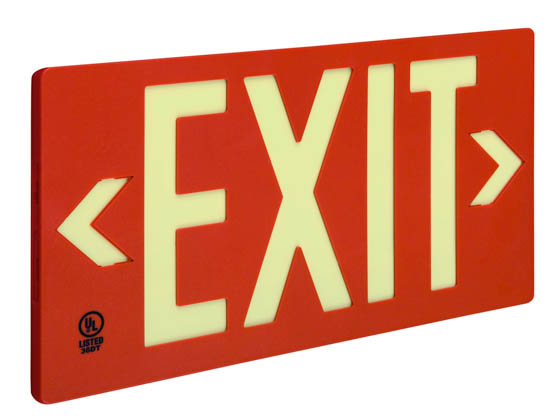 Jessup Manufacturing Company 7050-B Red Plastic Photoluminescent Exit Sign