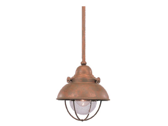 Sea Gull Lighting 6150-44 Single-Light Mini-Pendant Fixture, Sebring Collection, Weathered Copper