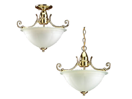 Sea Gull Lighting 51050-02 Close-to-Ceiling, Two-Light Semi-Flush Fixture, Canterbury Collection, Polished Brass
