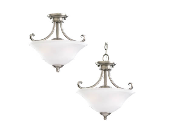 Sea Gull Lighting 77380-965 Close-to-Ceiling, Two-Light Semi-Flush Fixture, Parkview Collection, Antique Brushed Nickel