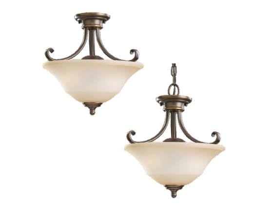 Sea Gull Lighting 77380-829 Close-to-Ceiling, Two-Light Semi-Flush Fixture, Parkview Collection, Russet Bronze