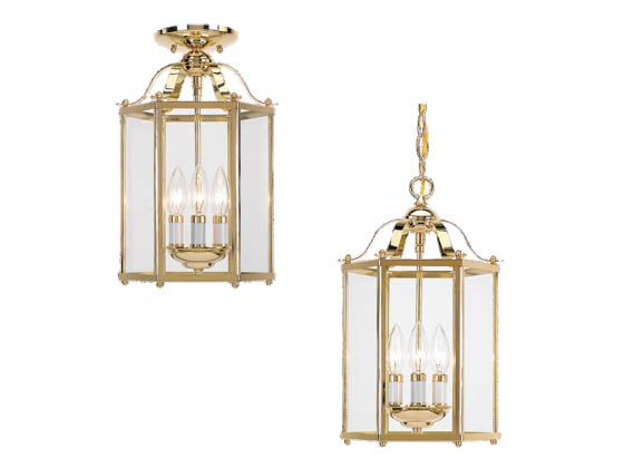 Sea Gull Lighting 5231-02 Close-to-Ceiling, Three-Light Hall/Foyer Fixture, Bretton Collection, Polished Brass