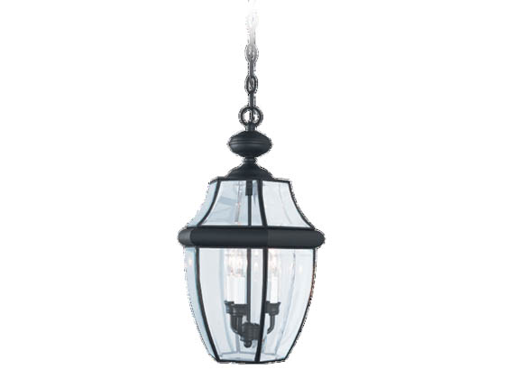 Sea Gull Lighting 6039-12 Three-Light Outdoor Hanging Lantern Fixture, Lancaster Collection, Solid Brass