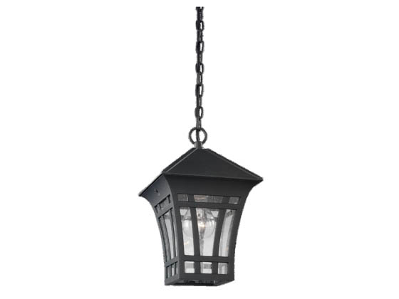 Sea Gull Lighting 60131-12 One-Light Outdoor Hanging Lantern Fixture, Herrington Collection, Black