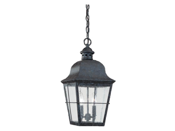 Sea Gull Lighting 6062-46 Two-Light Outdoor Hanging Lantern Fixture, Chatham Collection, Oxidized Bronze Finish Over Solid Brass