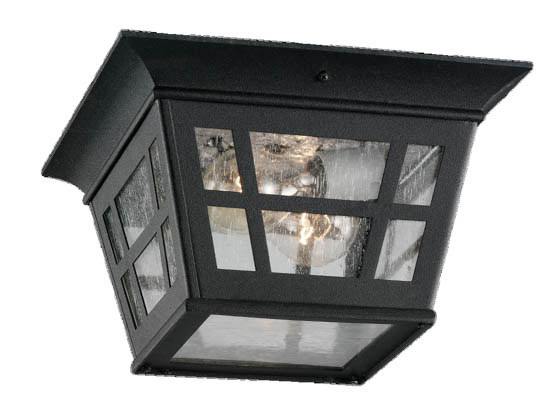 Sea Gull Lighting 78131-12 Two-Light Outdoor Ceiling Light Fixture, Herrington Collection, Black