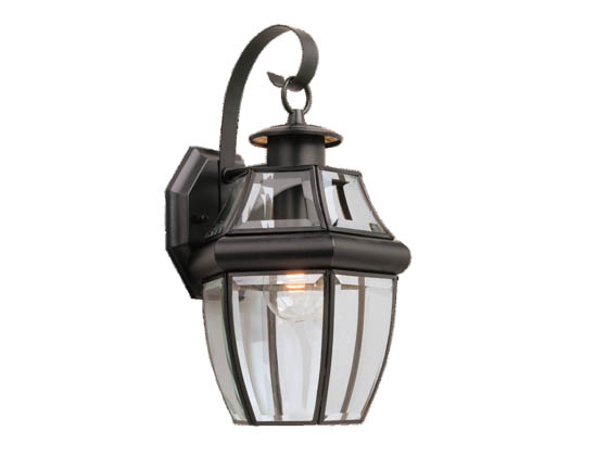 Sea Gull Lighting 8067-12 One-Light Outdoor Wall Lantern, Lancaster Collection, Black