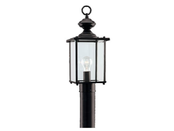 Sea Gull Lighting 8257-12 Single-Light Outdoor Post Lantern, Jamestowne Collection, Black