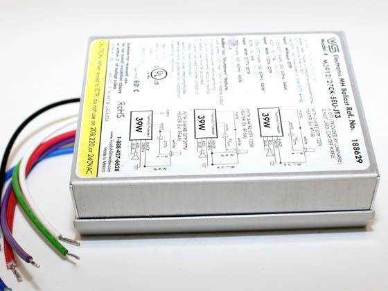 Universal Douglas 188629.02 M3912/27CK-5EU-JT3 Universal Electronic Ballast 120V to 277V for 39W Metal Halide Lamp, Rear Mounting Studs