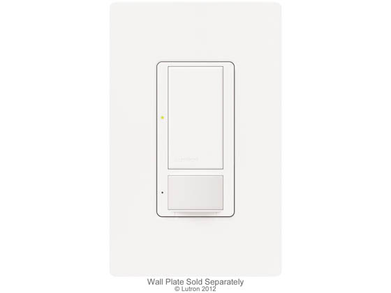Lutron Electronics MS-OPS6M-DV-WH Lutron Maestro® Occupancy/Vacancy Sensor With Switch, 6 A Lighting, 3 A Fan