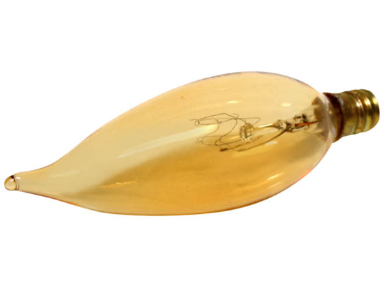 Bulbrite 412015 15CFA/32/3 15W 130V Amber Antique Bent Tip Decorative Bulb, E12 Base