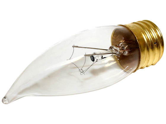 Bulbrite 498040 40EFC/2 40W 120V Clear Bent Tip Decorative Bulb, E26 Base