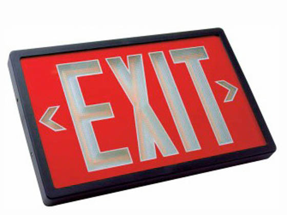 TCP TEC29R80 Exit, Single/Battery, Red Face Plastic Self Luminous Exit Sign, Red Face