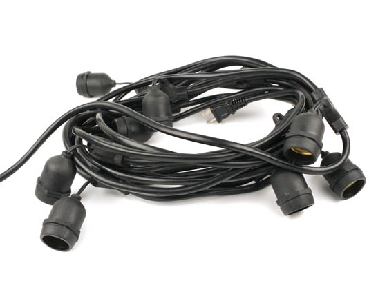 Bulbrite B810001 STRING15/E26 Black Medium Socket Commercial Grade Decorative String Lights, BULBS NOT INCLUDED
