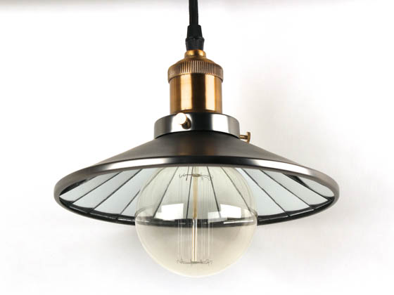 Bulbrite B810011 NOS/PEND/SHADE-PW Nostalgic Pendant Fixture With Shade, Antique Pewter Finish