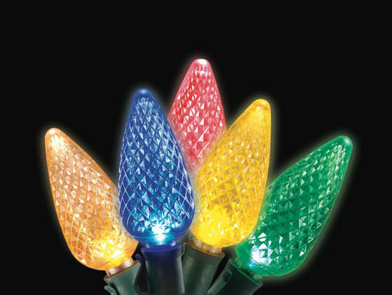 American Lighting C9-25/8-G-MU-S LED Holiday Chain Lights, Multi-Colored C9 Bulbs